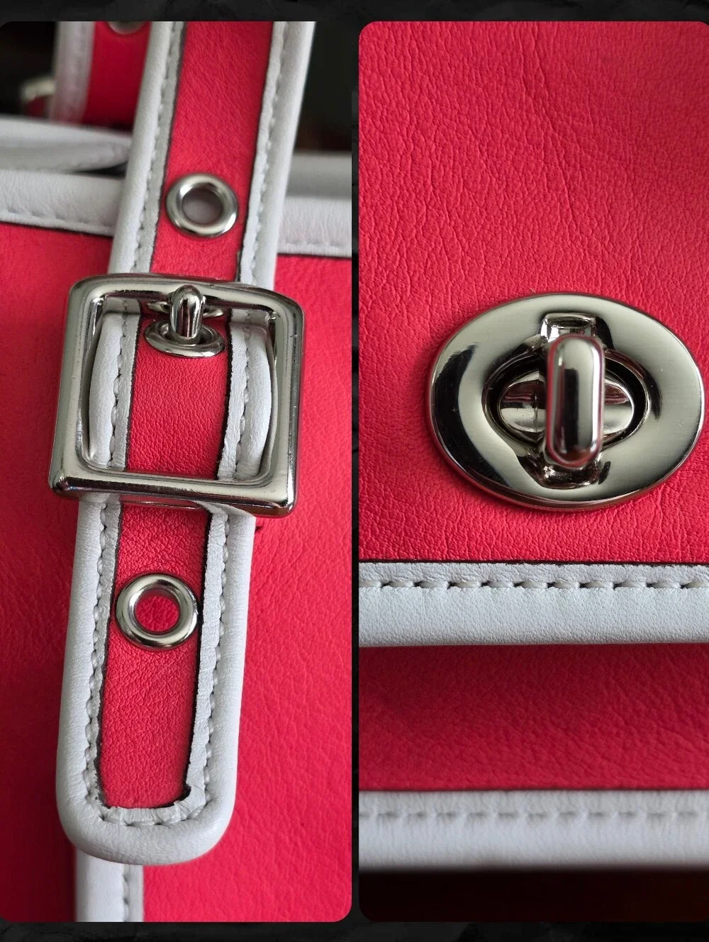 Coach Legacy Archive Turnlock Satchel Watermelon Pink Leather Crossbody Charm